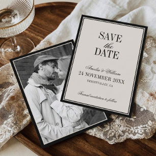Reserve A Data Casamento Preto Creme Clássico Atemporal Dinheiro