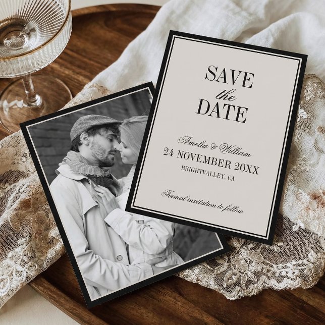 Reserve A Data Casamento Preto Creme Clássico Atemporal Dinheiro  (Criador carregado)
