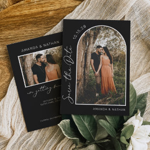 Reserve A Data Casamento preto-e-branco com fotografia Elegante s