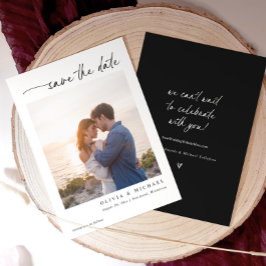 Reserve A Data Casamento Preto e Branco com Letra Moderna e Elega