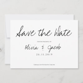 Reserve A Data Casamento preto e branco com Script Elegante