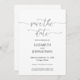 Reserve A Data Casamento preto e branco com script mínimo simples