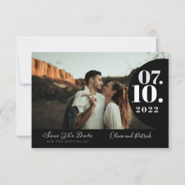 Reserve A Data Casamento Preto e Branco de Foto Simples Moderna