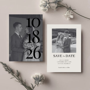 Reserve A Data Casamento Preto e Branco Elegante com Código QR de