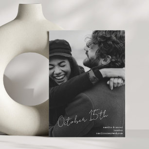 Reserve A Data Casamento Preto e Branco Estética Moderna