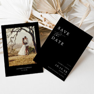Reserve A Data Casamento Preto e Branco Foto Elegante