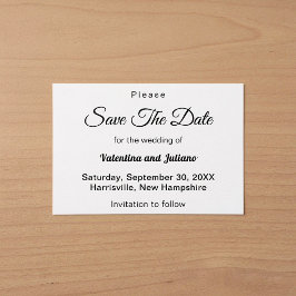 Reserve A Data Casamento Preto e Branco Minimalista Casamento