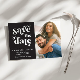 Reserve A Data Casamento Preto e Branco Minimalista Simples Moder