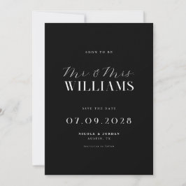 Reserve A Data Casamento Preto e Branco Moderno e Elegante Chic
