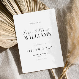 Reserve A Data Casamento Preto e Branco Moderno Elegante Chic