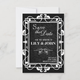 Reserve A Data Casamento Preto e Branco Personalizável