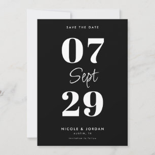 Reserve A Data Casamento Preto e Branco Simples Moderno