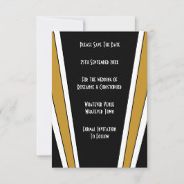 Reserve A Data Casamento Preto e Dourado com Design Art Déco