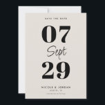 Reserve A Data Casamento Preto e Marfim Simples Moderno<br><div class="desc">Cartões de aviso de casamento moderno com design minimalista simples em preto e cor de marfim.</div>