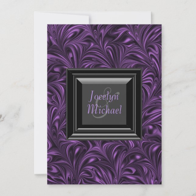 Reserve A Data Casamento Preto e Roxo Salve o Dia (Frente)