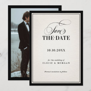 Reserve A Data Casamento Preto Luxuoso Chic de Dinheiro Antigo Fo