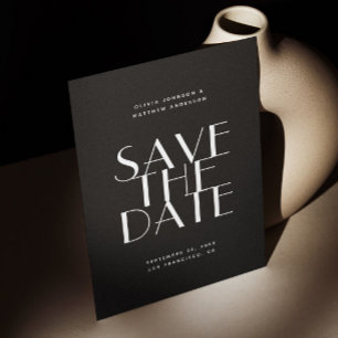 Reserve A Data Casamento Preto Moderno   Foto Contemporânea & QR
