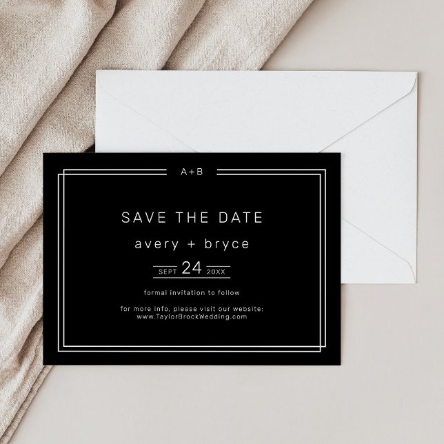 Reserve A Data Casamento preto moderno Salve a data / AVERY (Modern Black Wedding Save the Date / AVERY)