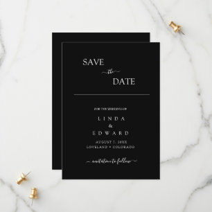Reserve A Data Casamento Preto Tradicional Minimalista Moderno