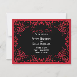 Reserve A Data Casamento Preto Vermelho Gótico