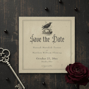Reserve A Data Casamento Preto Vintage Gótico Toile Bege