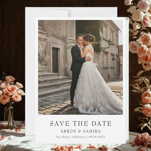 Reserve A Data Casamento QR de Foto Simples Moderno (Criador carregado)