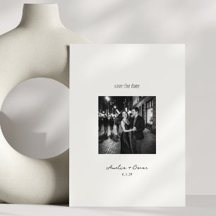 Reserve A Data Casamento QR Foto Script Moderno Minimalista Cláss
