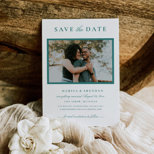 Reserve A Data Casamento Quadro de Foto Turquesa Elegante