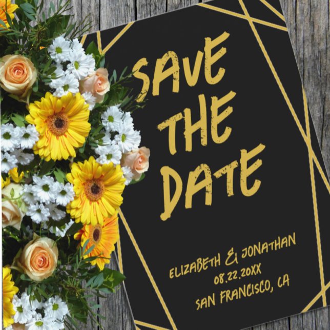 Reserve A Data Casamento Quadro Geométrico (Criador carregado)