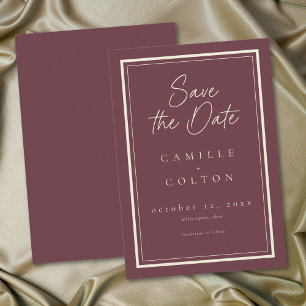 Reserve A Data Casamento Quadro Minimalista Vinho Borgonha