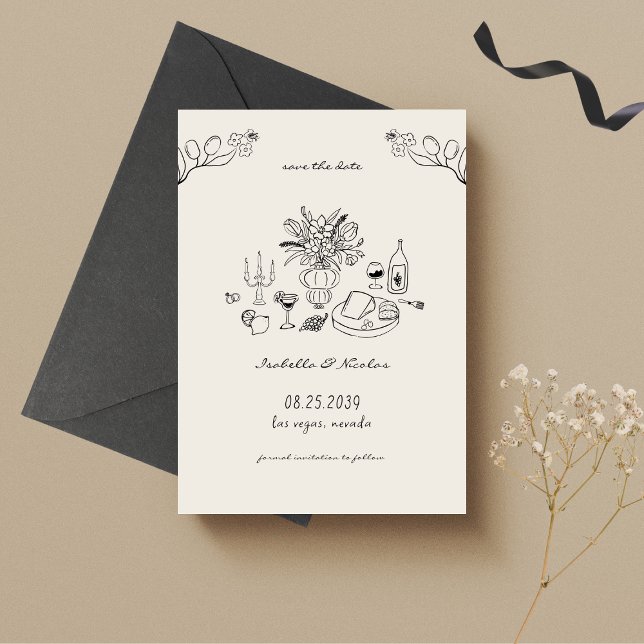 Reserve A Data Casamento Rabiscado Desenhado à Mão (Criador carregado)