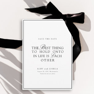 Reserve A Data Casamento Real Elegante de Branco e Preto