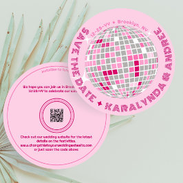 Reserve A Data Casamento Redondo Elegante Disco Ball Rosa