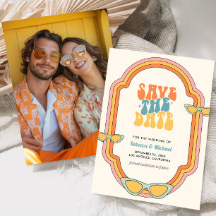 Reserve A Data Casamento Retro Colorido Boho dos Anos 70