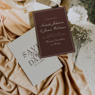 Reserve A Data Casamento Retro com Chocolate Marrom Chique e Dinh