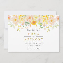 Reserve A Data Casamento Romântico Amarelo-Amarelo-Floral-Aquarel
