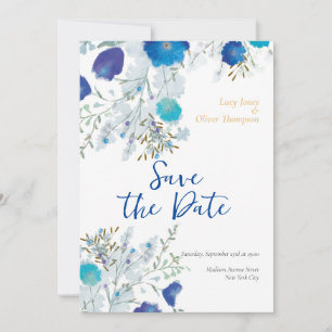 Reserve A Data Casamento Romântico, Blue Floral