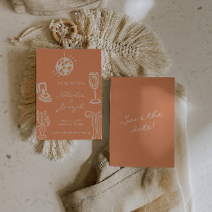 Reserve A Data Casamento Romântico Caprichoso Coral Desenhado à M