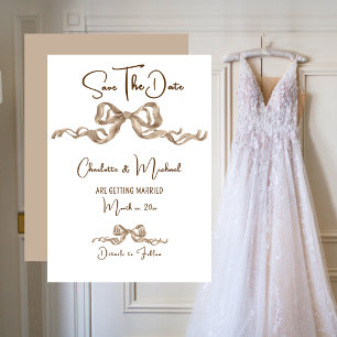 Reserve A Data Casamento Romântico com Fita Elegante