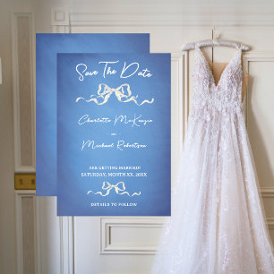 Reserve A Data Casamento Romântico com Fita Elegante