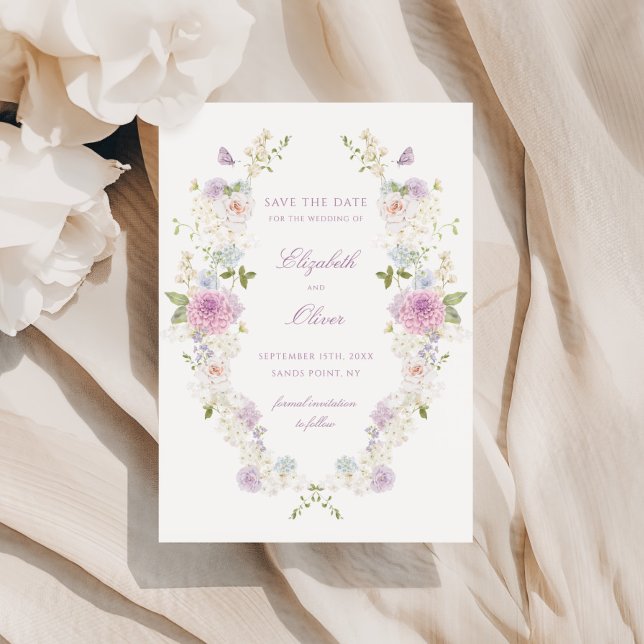 Reserve A Data Casamento Romântico com Florais em Pastel (Criador carregado)