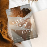 Reserve A Data Casamento Romântico com Poster de Filme de Fotogra<br><div class="desc">Surpreenda seus entes queridos com este cartão na moda,  romântico,  estilo poster de filme "Salvar a Data",  com sua foto personalizada e detalhes. Personalize-o com facilidade utilizando as opções "personalizar" e "editar usando a ferramenta design".</div>