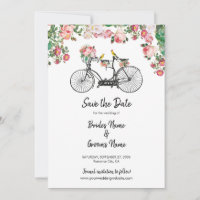 Casamento Romântico de Flores de Bicicletas e Aves
