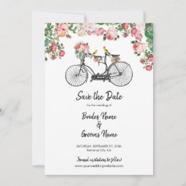 Reserve A Data Casamento Romântico de Flores de Bicicletas e Aves