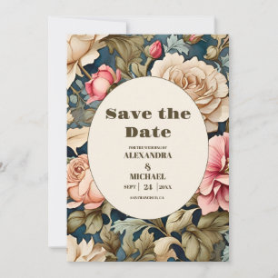 Reserve A Data Casamento Romântico de Flores Rosa Suave