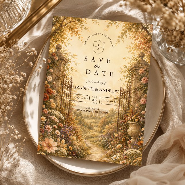 Reserve A Data Casamento Romântico de Flores Silvestres de Outono (Criador carregado)