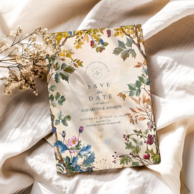 Reserve A Data Casamento Romântico de Folhagem de Woodland (Criador carregado)