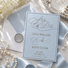Reserve A Data Casamento Romântico de Luxo Azul Oceano