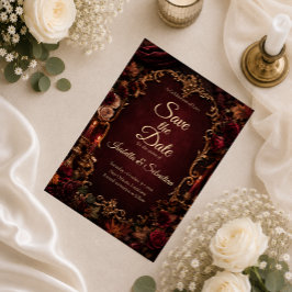 Reserve A Data Casamento Romântico de Outono Gótico