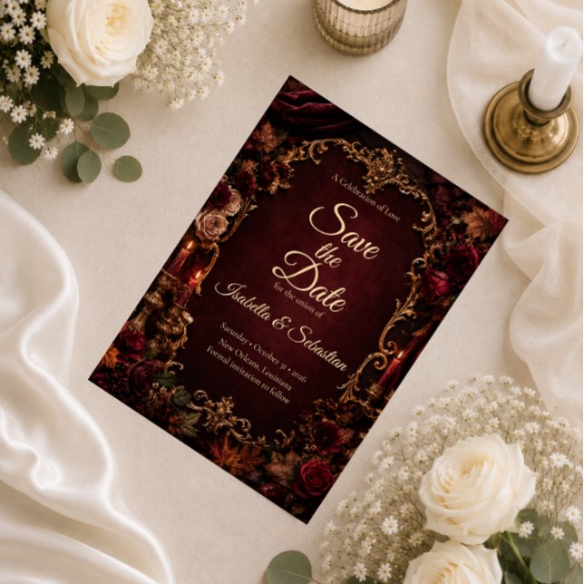 Reserve A Data Casamento Romântico de Outono Gótico (Criador carregado)
